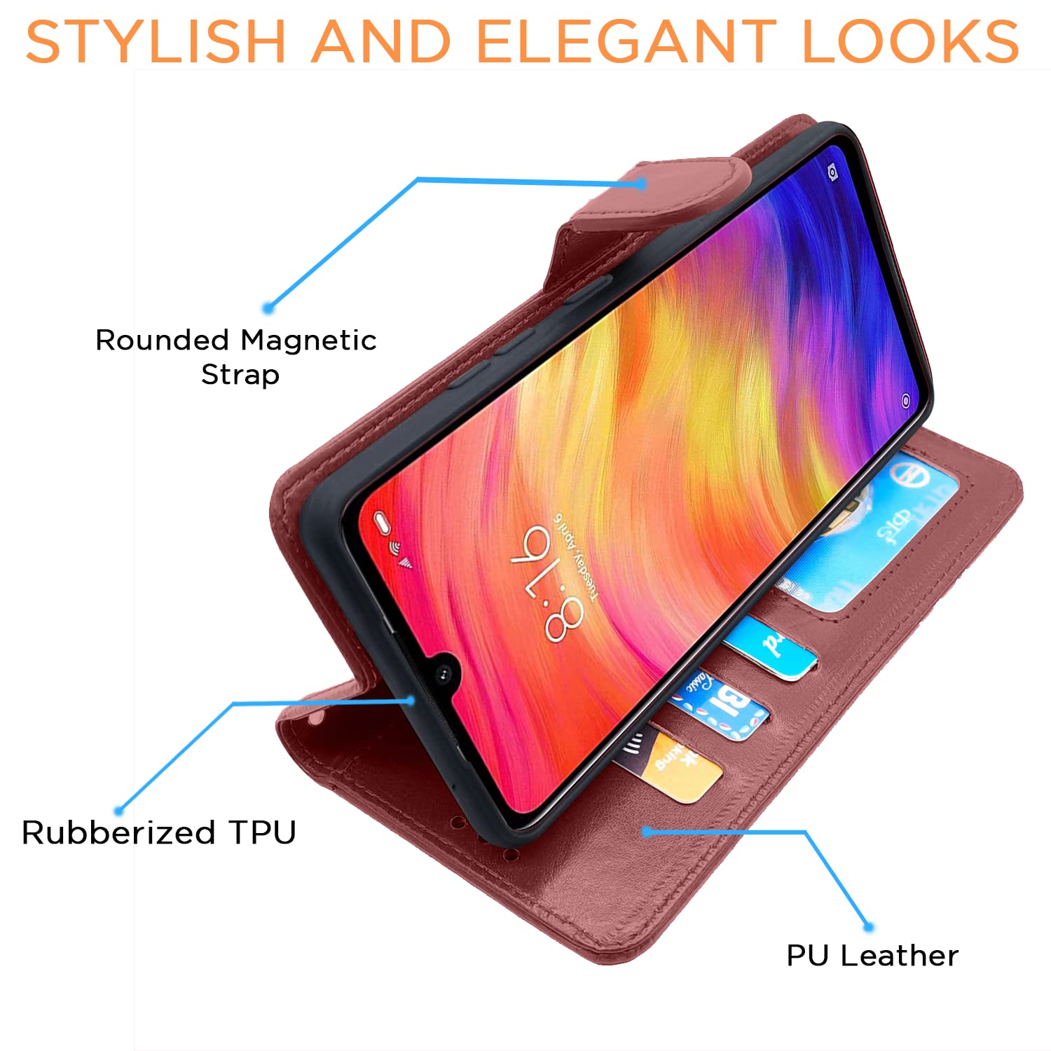 Pikkme Redmi Note 7 Pro/Note 7 / Note 7s Vintage Flip Cover (Brown)
