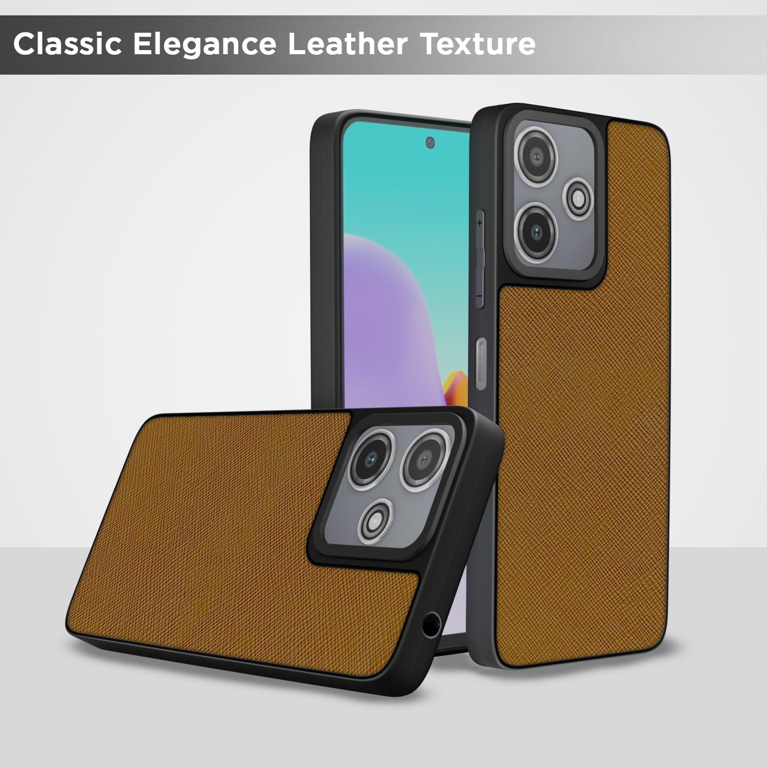 Pikkme tan Leatherback phone cover for Redmi 12 5G/4G/Poco M6 Pro 5G – photo 6