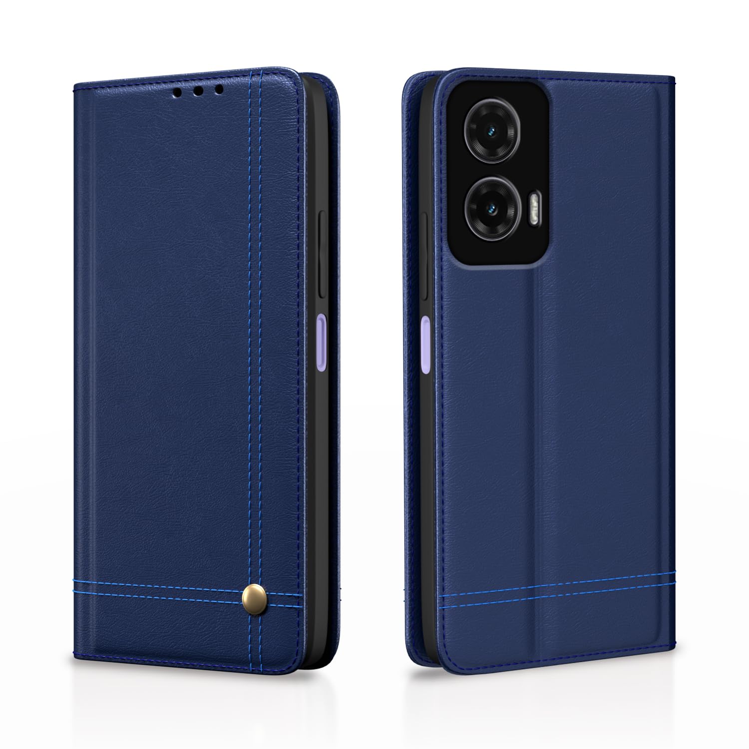 Pikkme Motorola Moto G35 5G Premium Leather Magnetic Flip Cover (Blue)