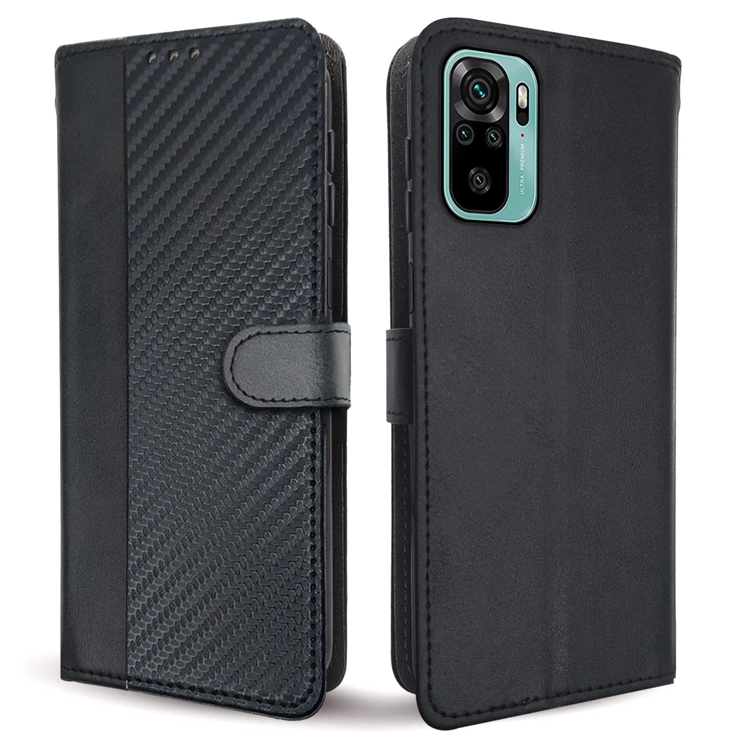 Pikkme black Wallet flip cover for Redmi Note 10/Note 10s