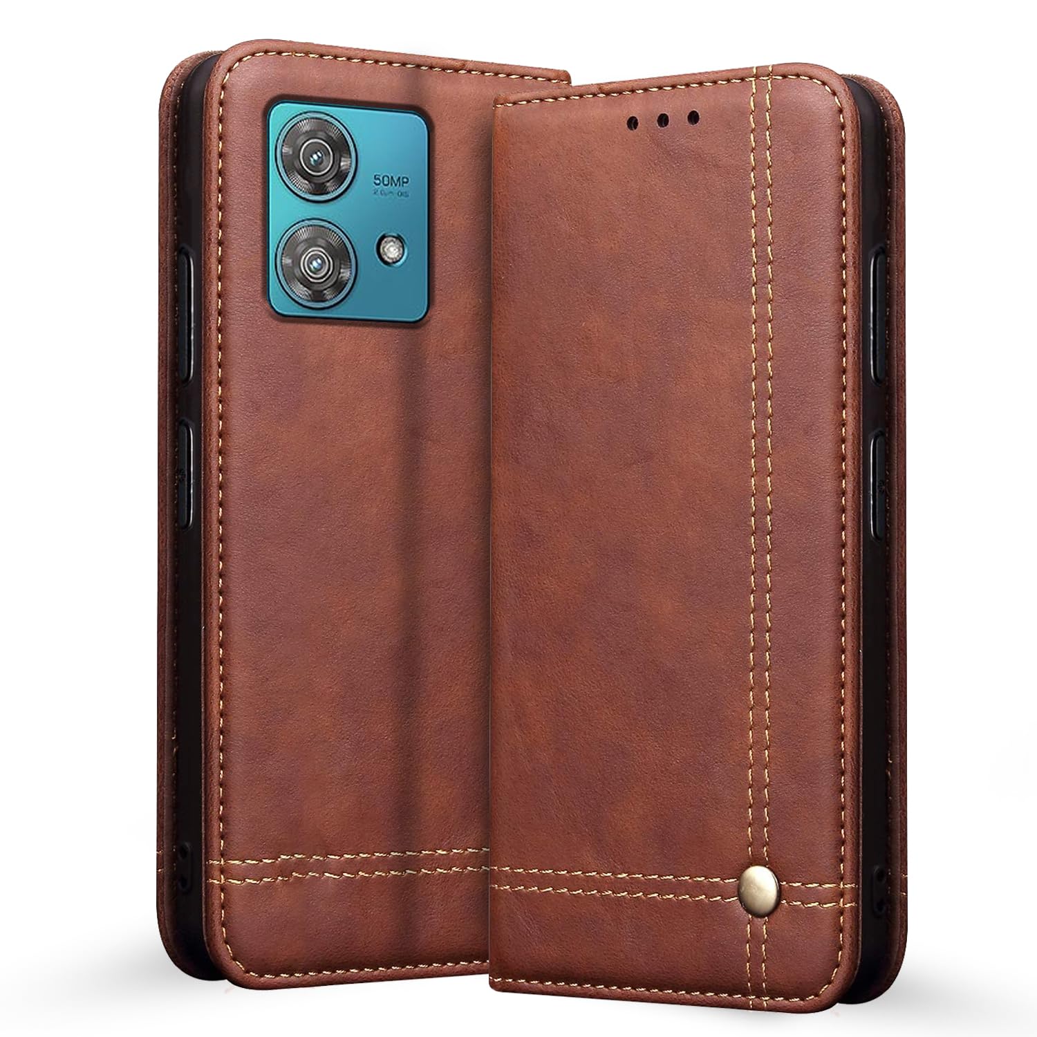 Pikkme brown flip case for Moto Edge 40 Neo 5G