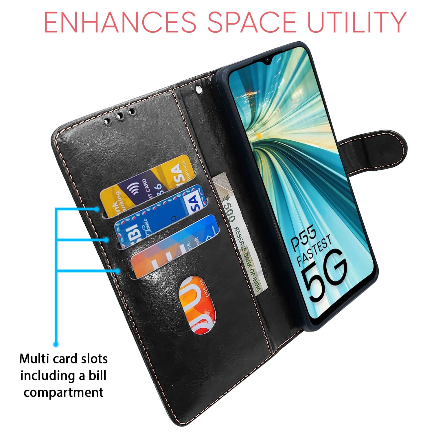 Pikkme Itel P55 5G Magnetic black & brown flip case – photo 4
