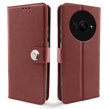 Brown Button wallet flip cover for Redmi A3 (2024)/A3x/Poco C61 – Pikkme