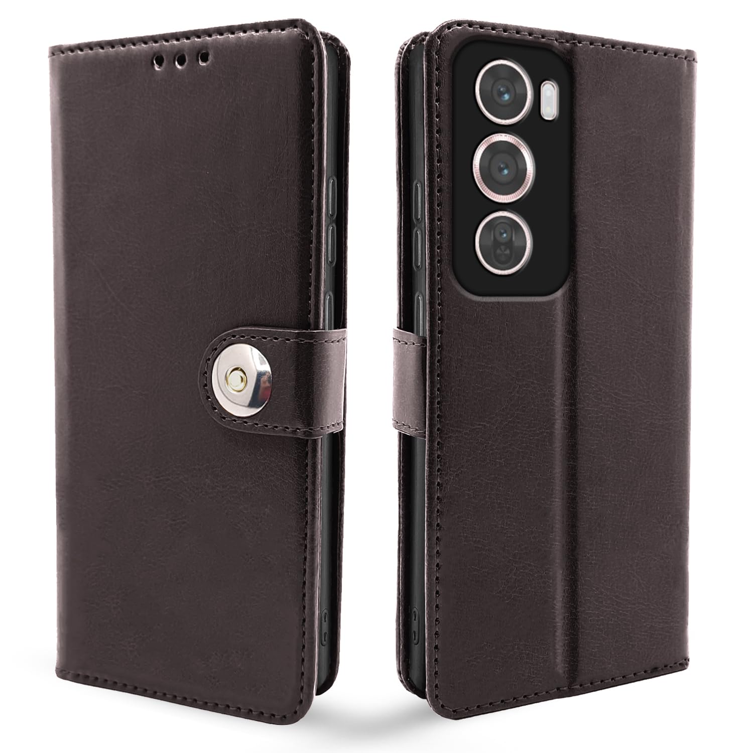 Pikkme coffee Button flip cover for Oppo Reno 12 Pro 5G