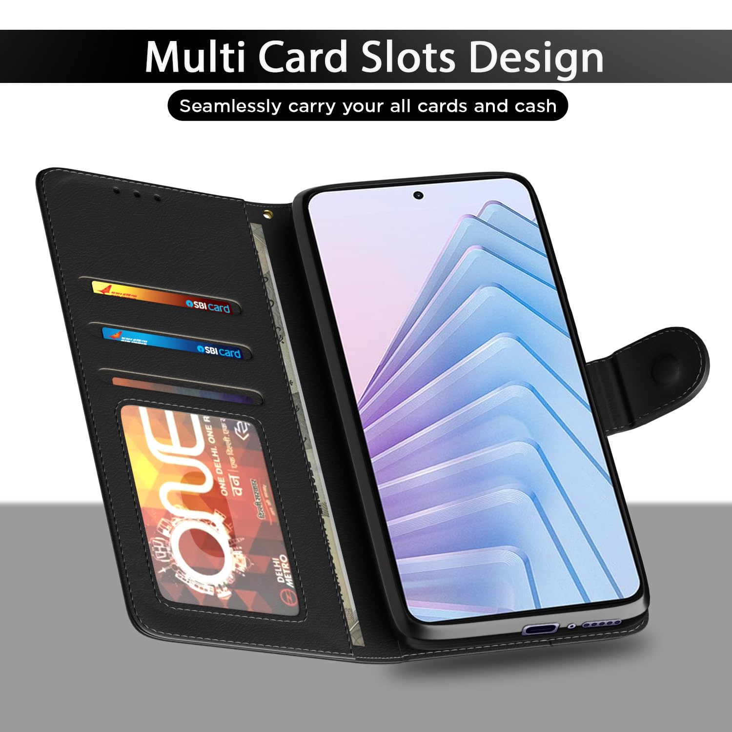 Black Wallet flip case for Redmi Note 14 5G – Pikkme – photo 5