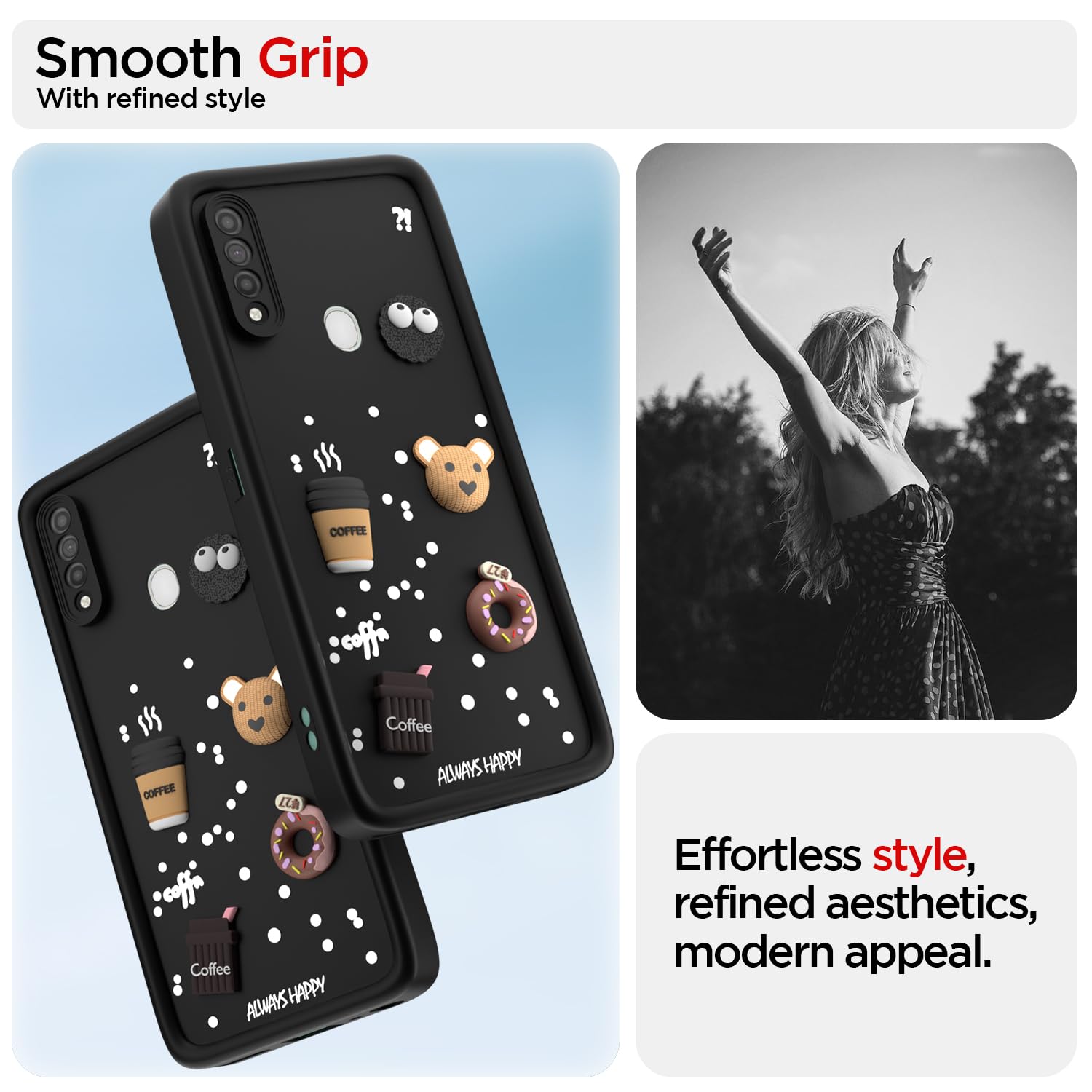 Pikkme Oppo A31 Cute Fun Cartoon 3D Bear Coffee Back Cover (Black)