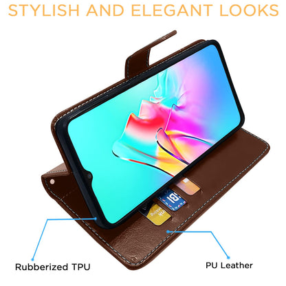 Infinix Smart 5 wallet flip cover in brown & coffee by Pikkme – photo 5