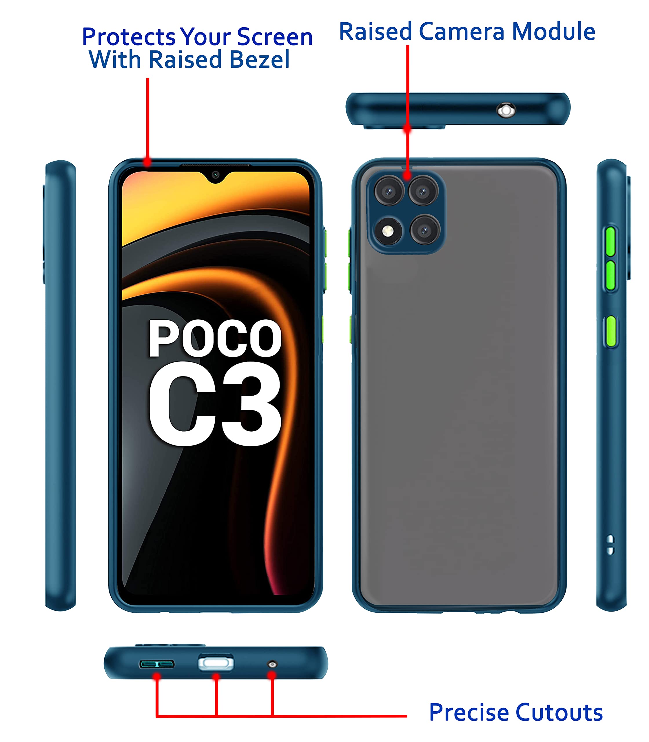 Pikkme Poco C3 blue mobile back cover – photo 3