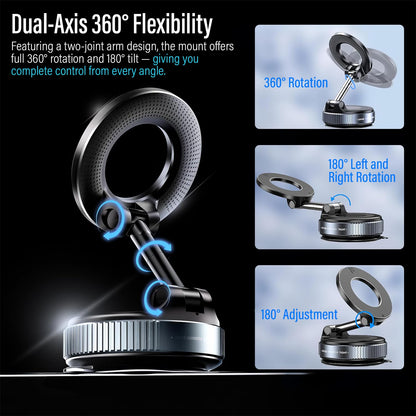 Pikkme 360° Vacuum Magnetic Phone Holder | Universal Car Mount with Suction Cup for Dashboard, Shower, Mirror & Gym