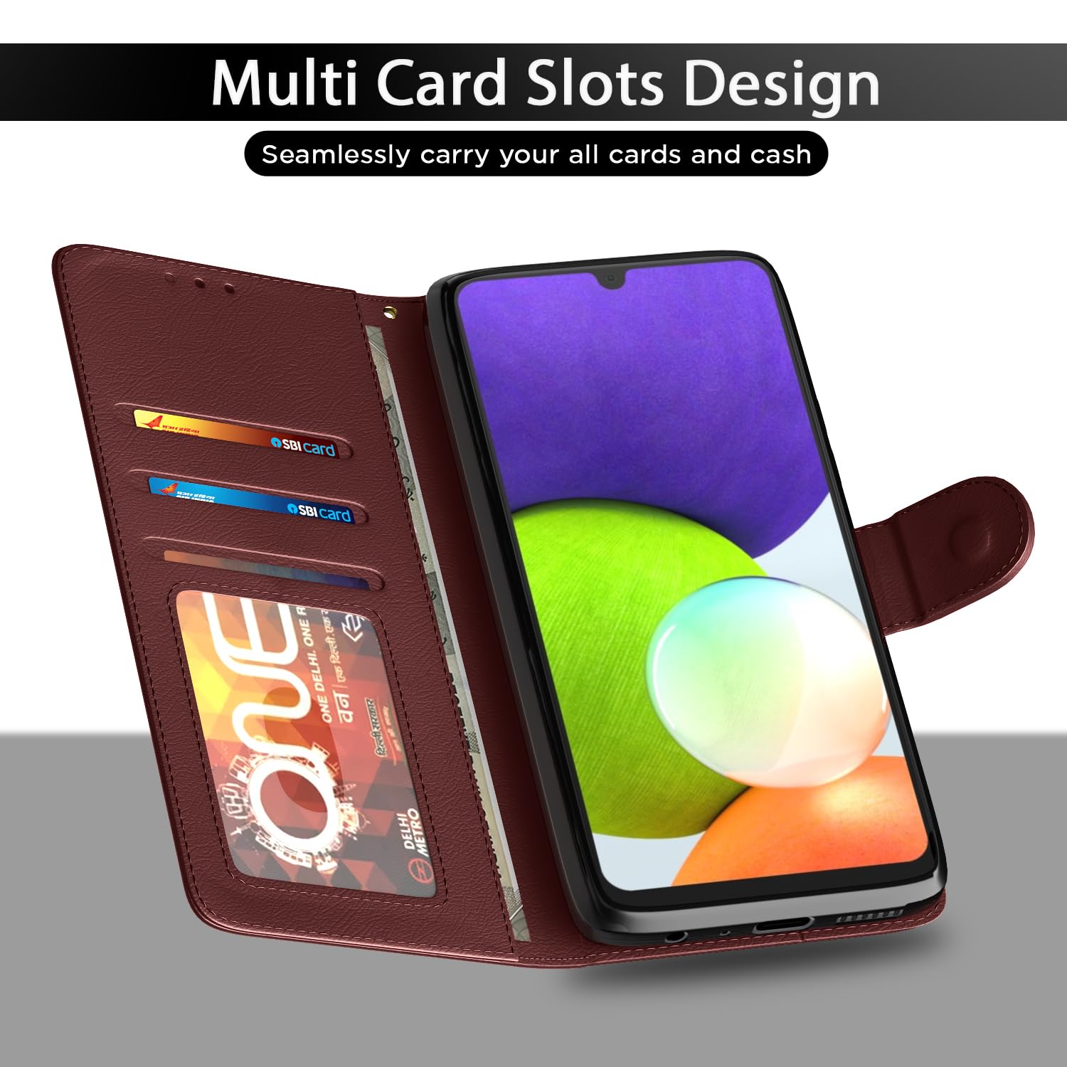 Brown Vintage flip case for Samsung F42/A22 5G – Pikkme – photo 5