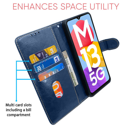 Pikkme Samsung M13 5G Magnetic blue & brown flip cover – photo 3