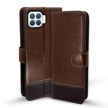Pikkme brown & coffee mobile flip cover for Oppo F17 Pro