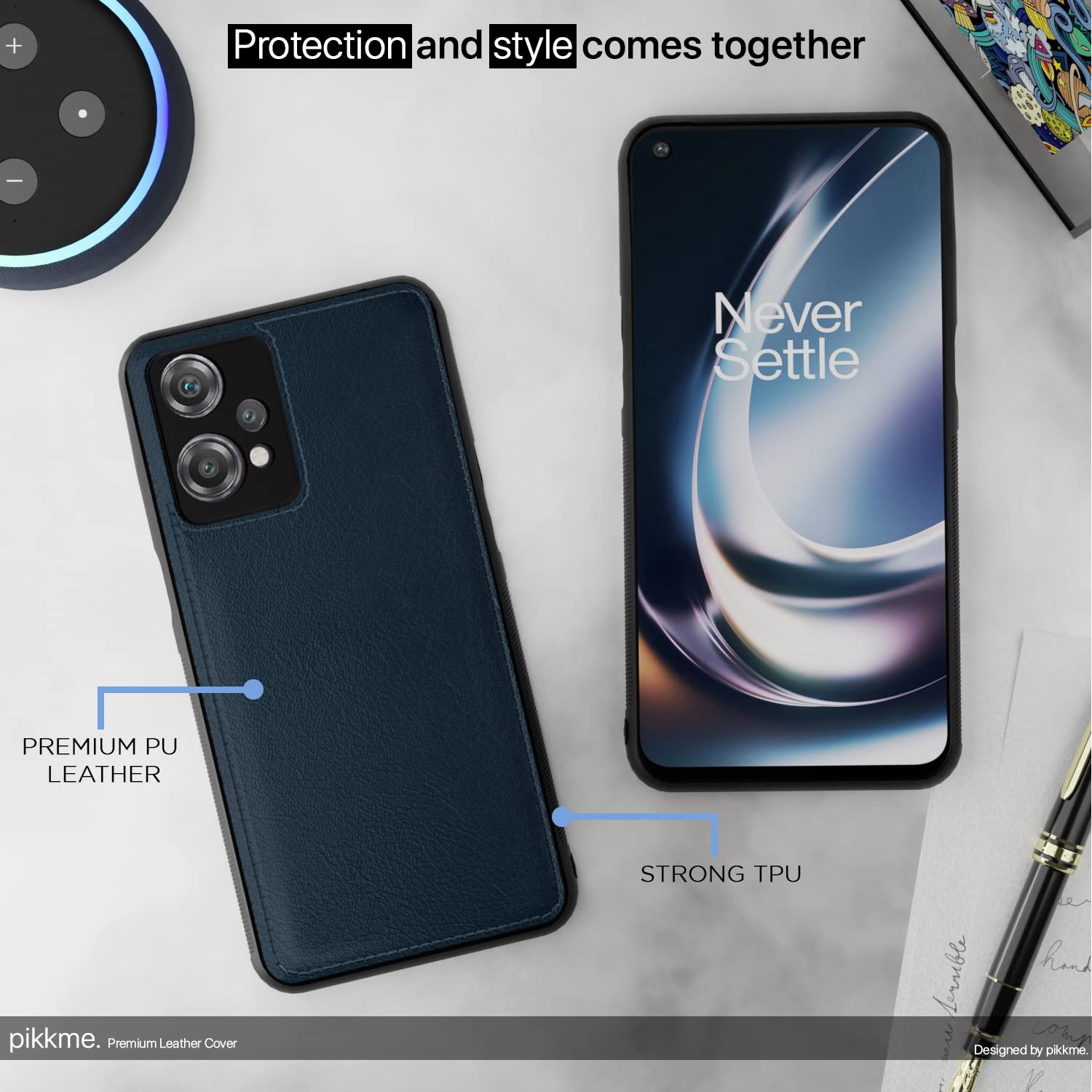 Pikkme Oneplus Nord Ce 2 Lite 5G Leatherback Back Case | Blue