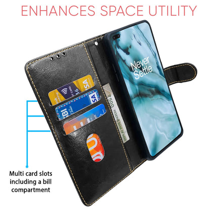 Pikkme OnePlus Nord (2020) Magnetic black & brown wallet flip cover – photo 3