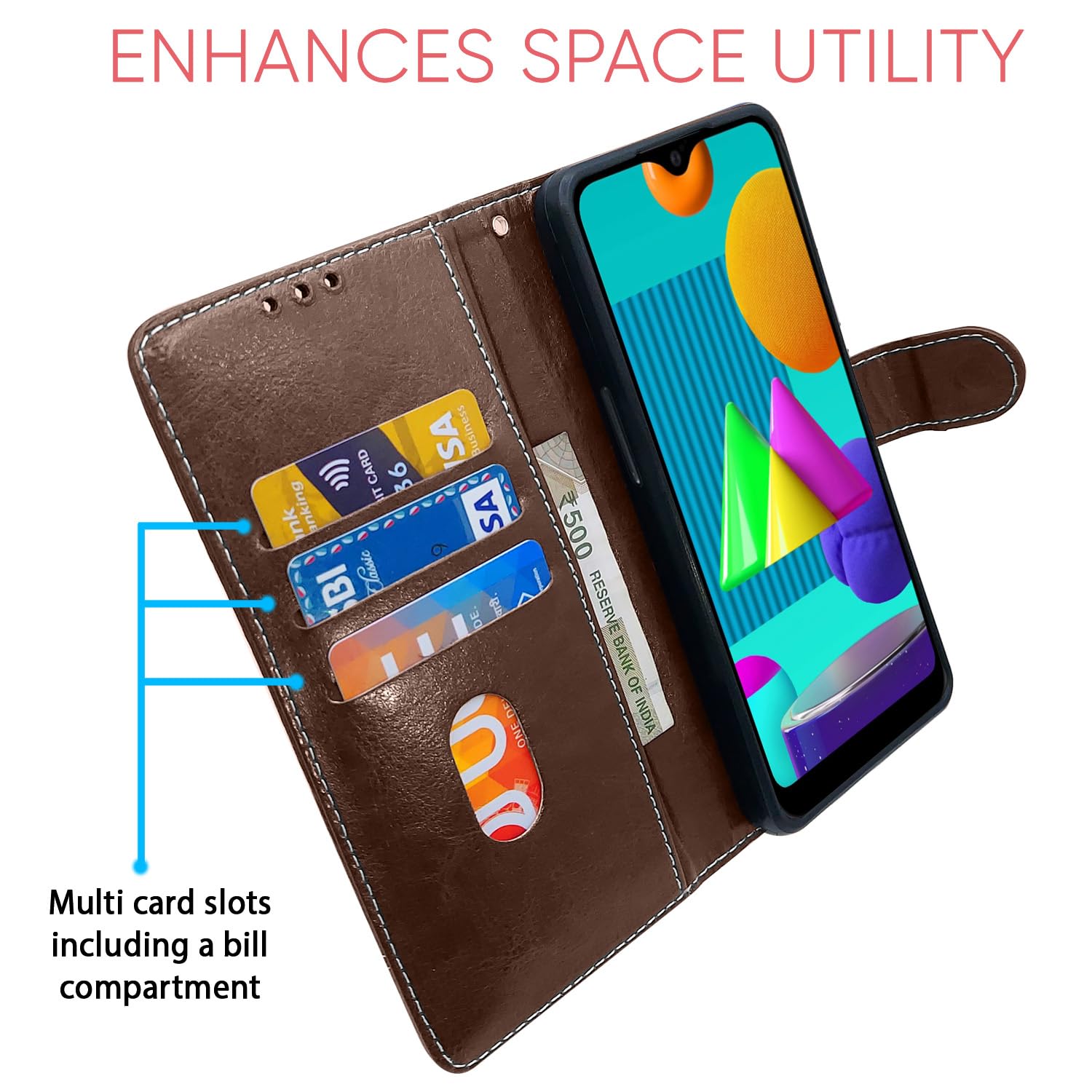 Brown & coffee Magnetic flip cover for Samsung M01 – Pikkme – photo 4