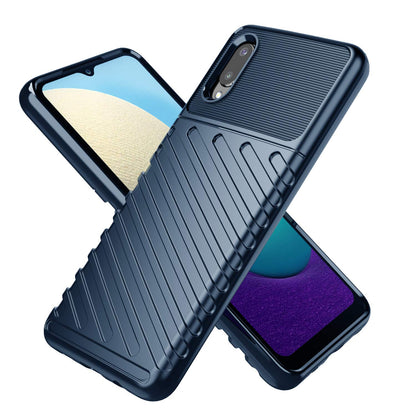 Samsung M02 Matte mobile back cover in blue by Pikkme