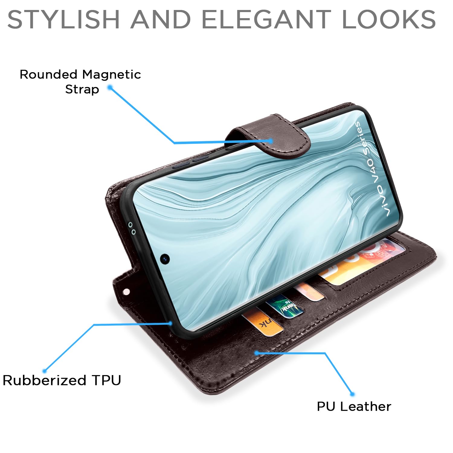 Vivo V40/V40 Pro/T3 Ultra 5G wallet flip cover in coffee by Pikkme – photo 3