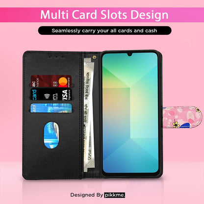 Pink flower Wallet wallet flip cover for Samsung A06 – Pikkme – photo 2