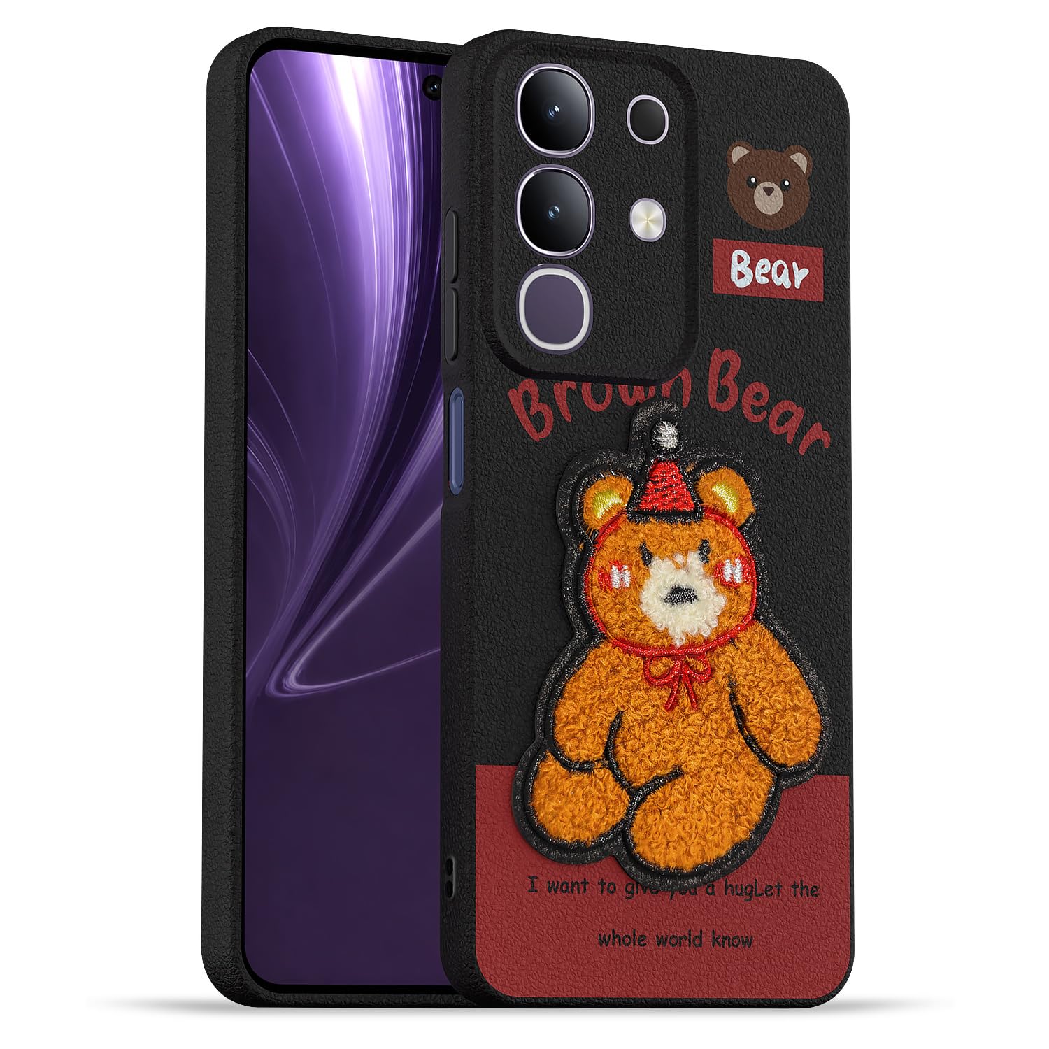 Vivo T4x/iQOO Z10x/Y31 Pro 5G Plush Patch phone cover in cherry by Pikkme