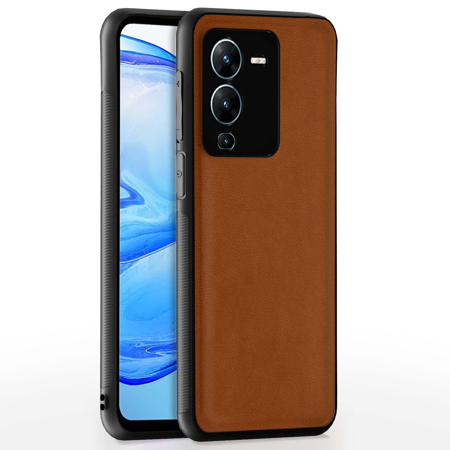 Vivo V25 Pro 5G Leather mobile back cover in camel by Pikkme