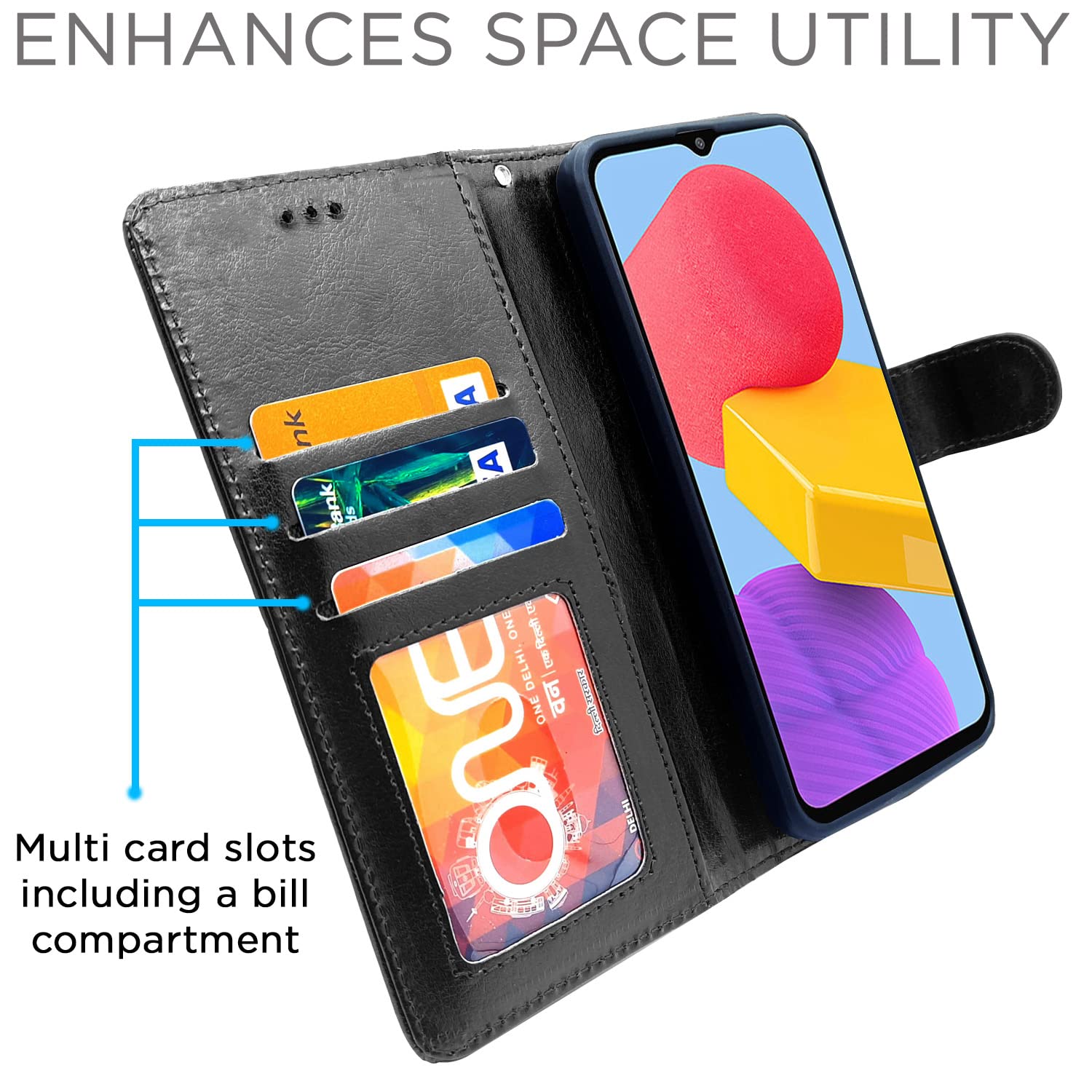 Pikkme  Samsung Galaxy F13 Vintage  Flip Cover (Black)