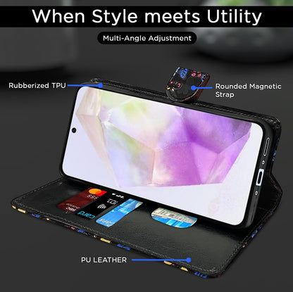 Samsung A56 5G wallet flip cover in black flower by Pikkme – photo 5