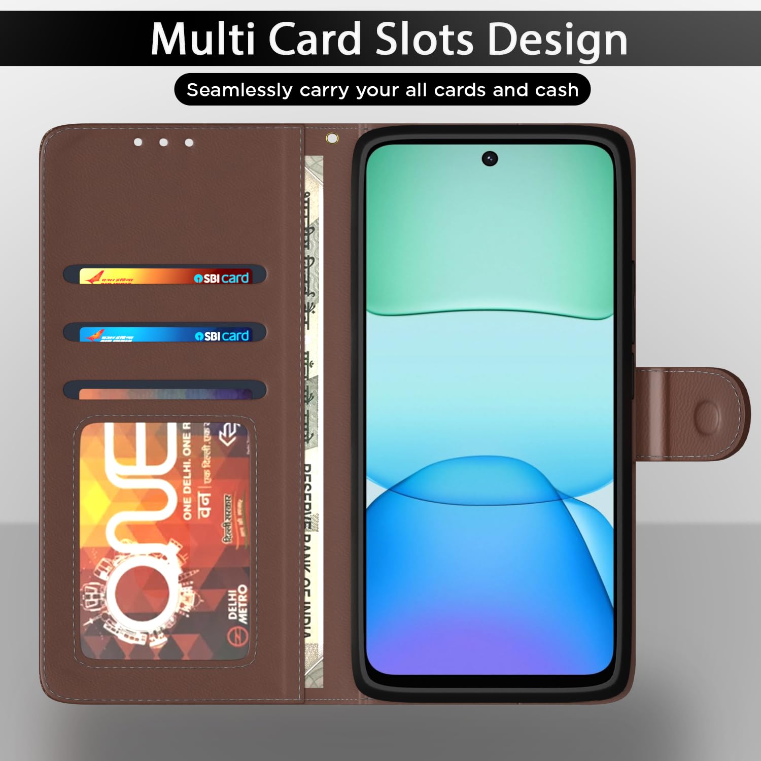Tan flip cover for Redmi 13/Poco M6 Plus 5G – Pikkme – photo 5