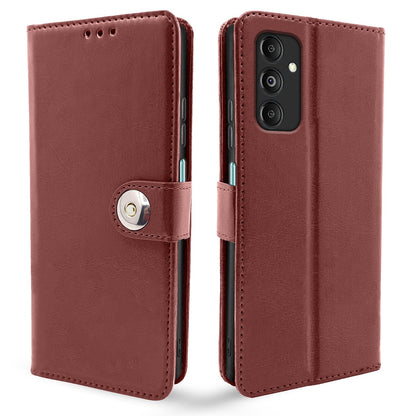 Pikkme Samsung Galaxy M35 5G Button Flip Cover (Brown)