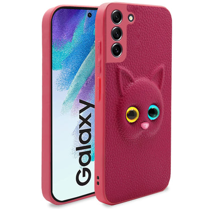 Samsung S21 FE 5G Cat mobile back cover in pink by Pikkme