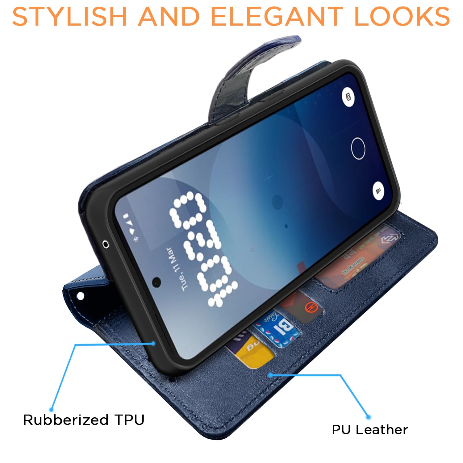 Nothing Phone 3a 5G Magnetic flip case in navy & light blue by Pikkme – photo 3