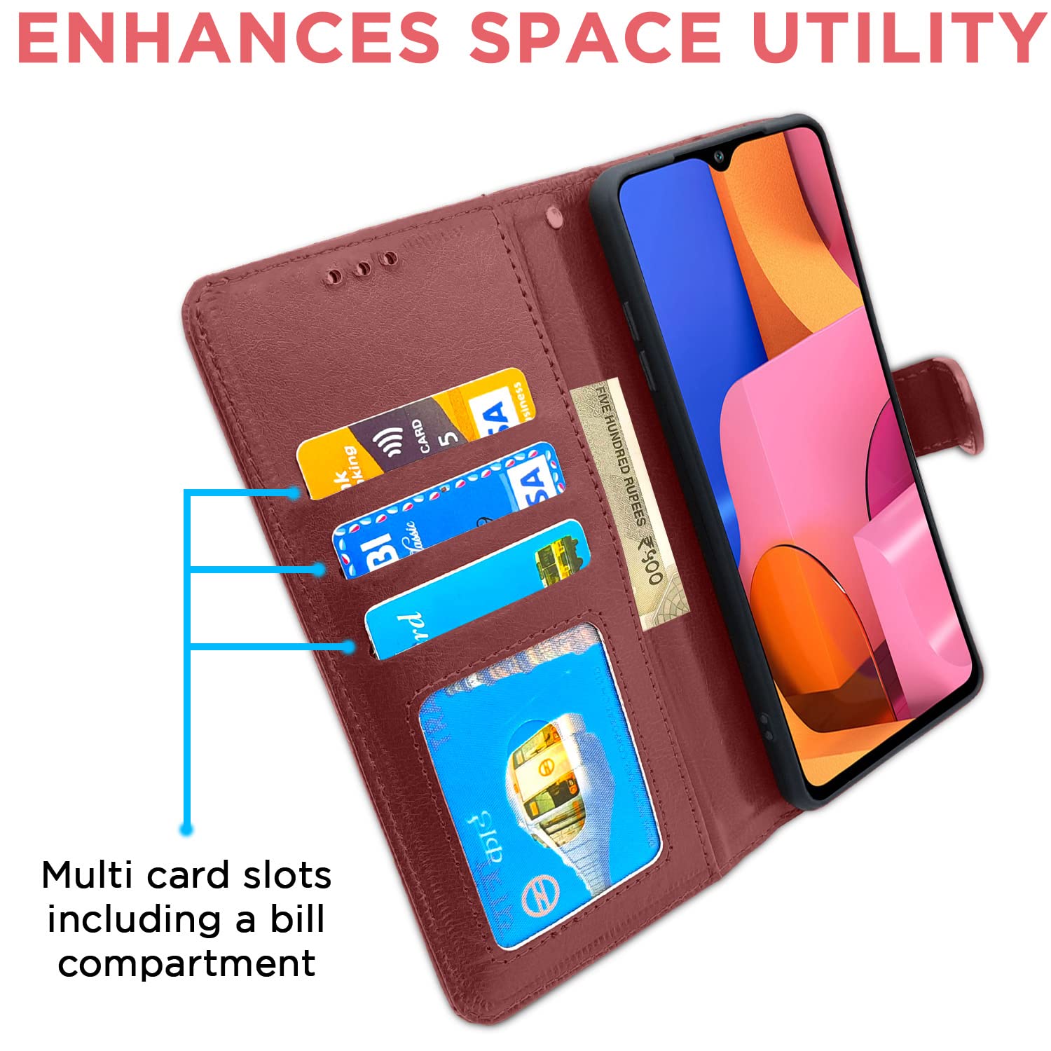 Pikkme  Samsung Galaxy A20s Vintage  Flip Cover  (Brown)