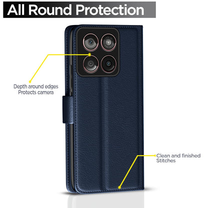 Pikkme Motorola Moto Edge 60 5G / Motorola Moto Edge 60 Fusion 5G Vintage Flip Cover (Blue)