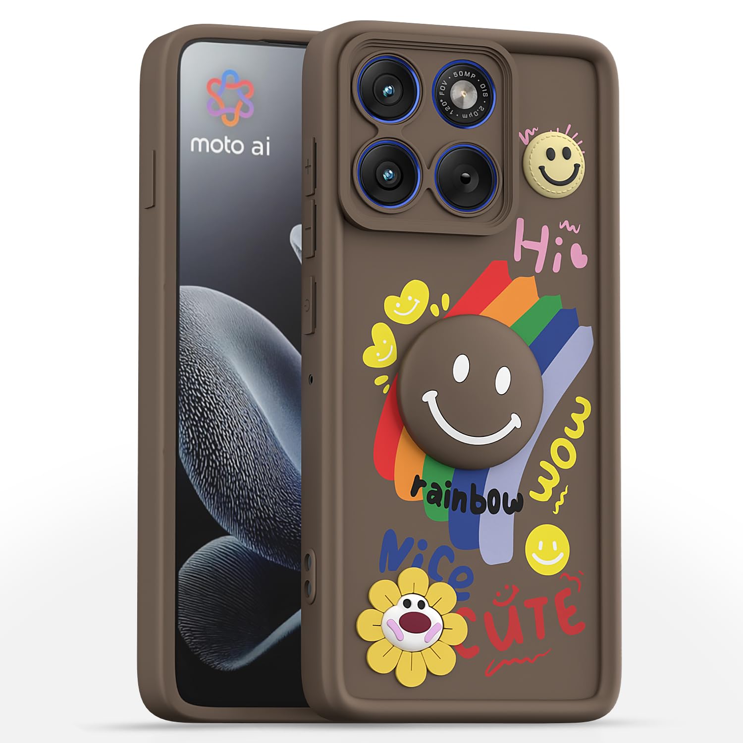 Pikkme brown back cover for Moto Edge 70 5G