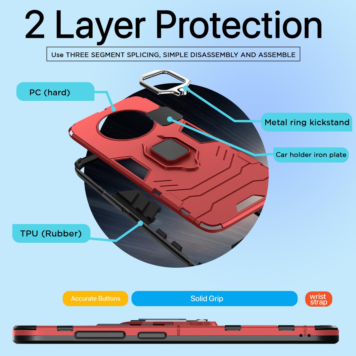 Pikkme Realme 11 Pro 5G D5 Tough Armor Back Cover (Red)