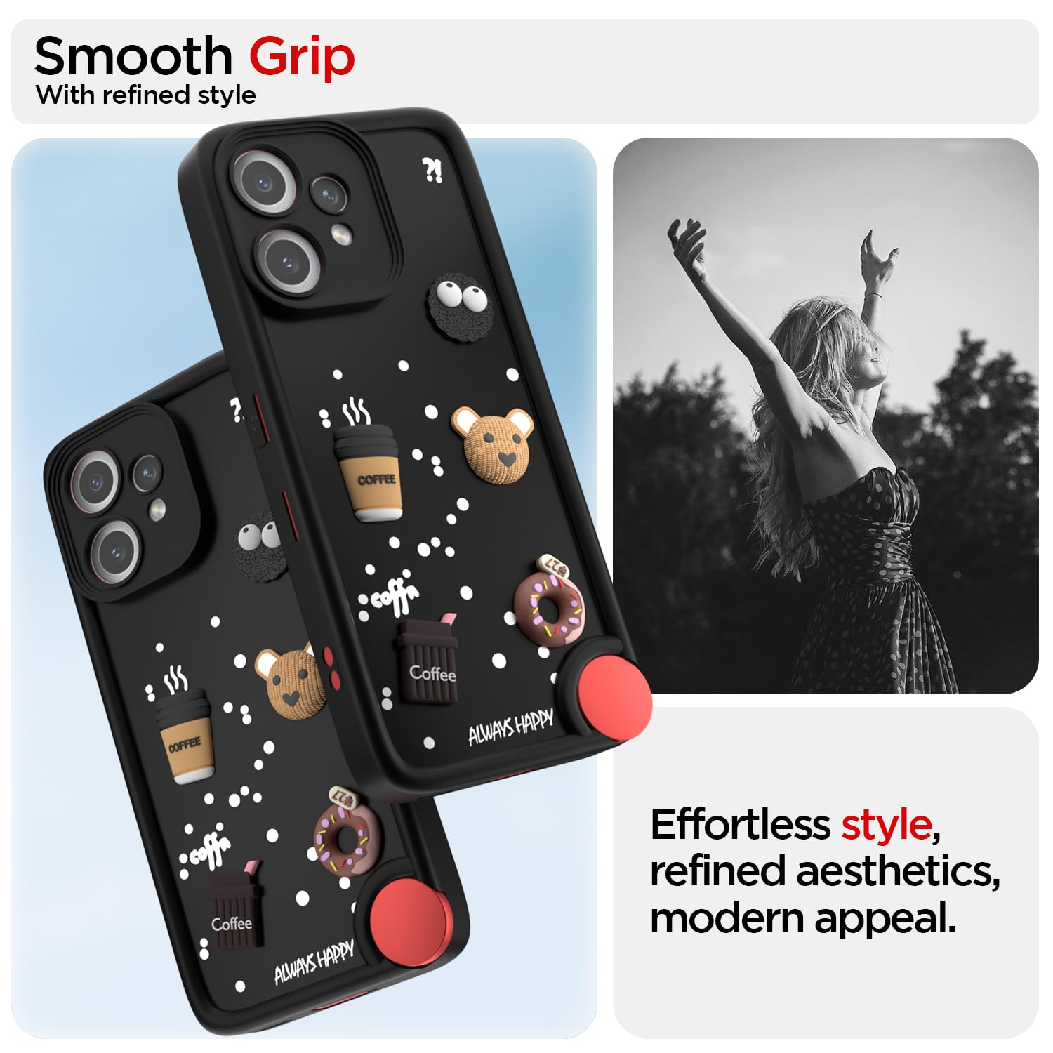 Pikkme CMF by Nothing Phone 2 Pro 5G Cute Fun Cartoon 3D Bear Coffee  Back Cover (Black)