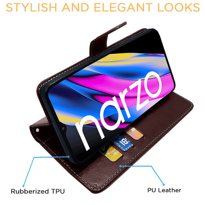Pikkme coffee & brown wallet flip cover for Realme Narzo 50A Prime – photo 5