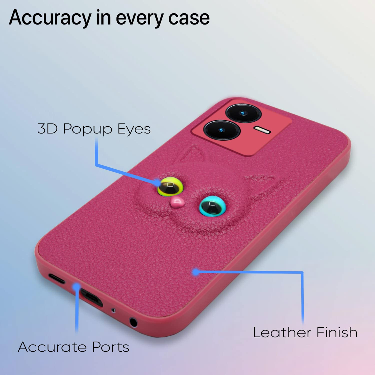 Pikkme Vivo Y22 Kitty Back Cover (Pink)