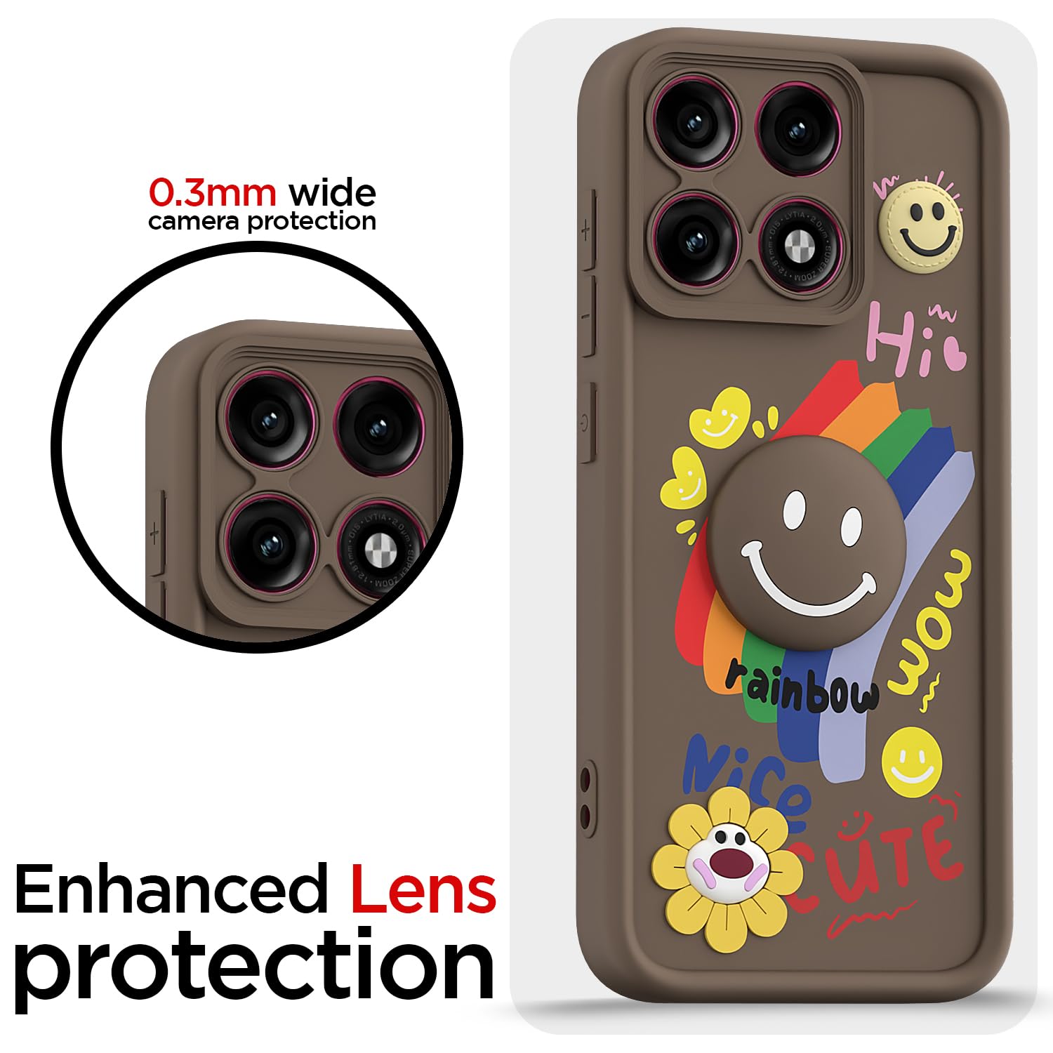 Pikkme brown Smile Rainbow phone cover for Moto Edge 70 Pro 5G – photo 5