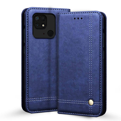 Pikkme Redmi 10 / Redmi 10 Power Premium Leather Magnetic Flip Cover (Blue)