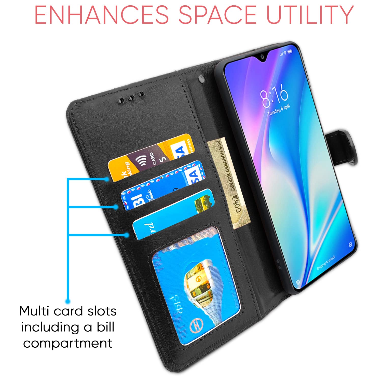 Pikkme Redmi 8A Dual Vintage Flip Cover (Black)