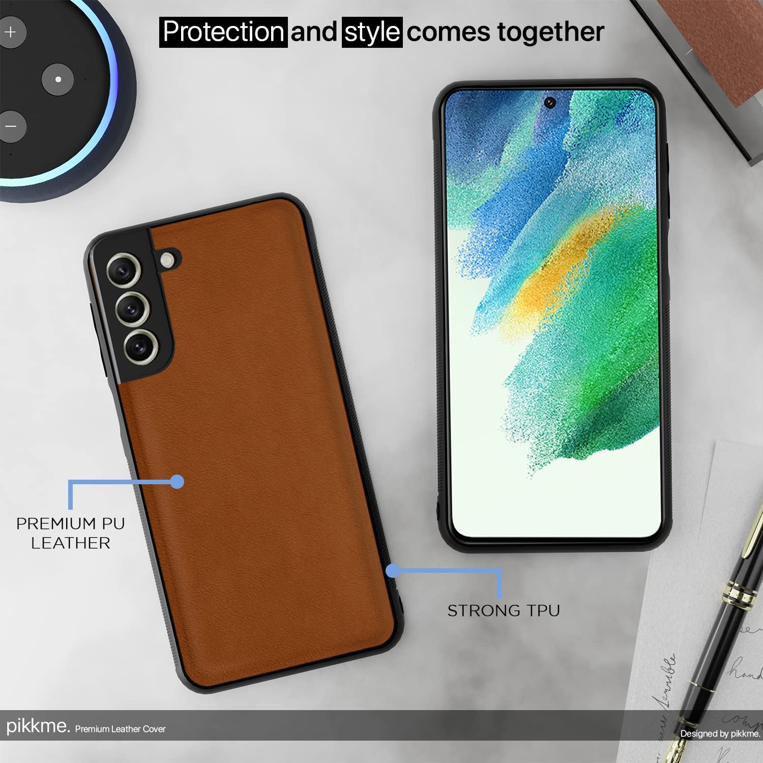 Pikkme Samsung S21 FE 5G Leather camel mobile back cover – photo 5