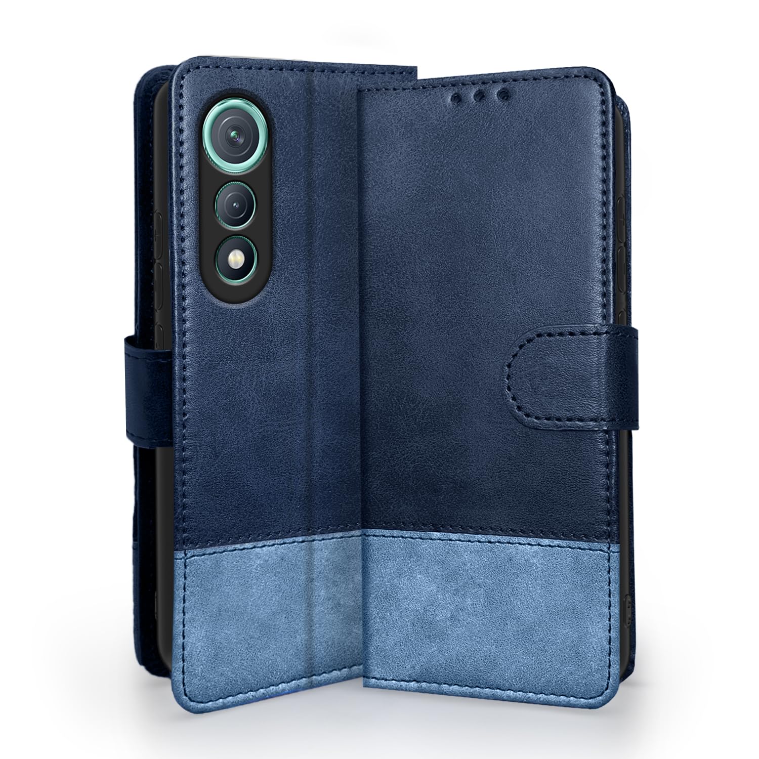 Pikkme navy & light blue Magnetic wallet flip cover for Tecno Pova