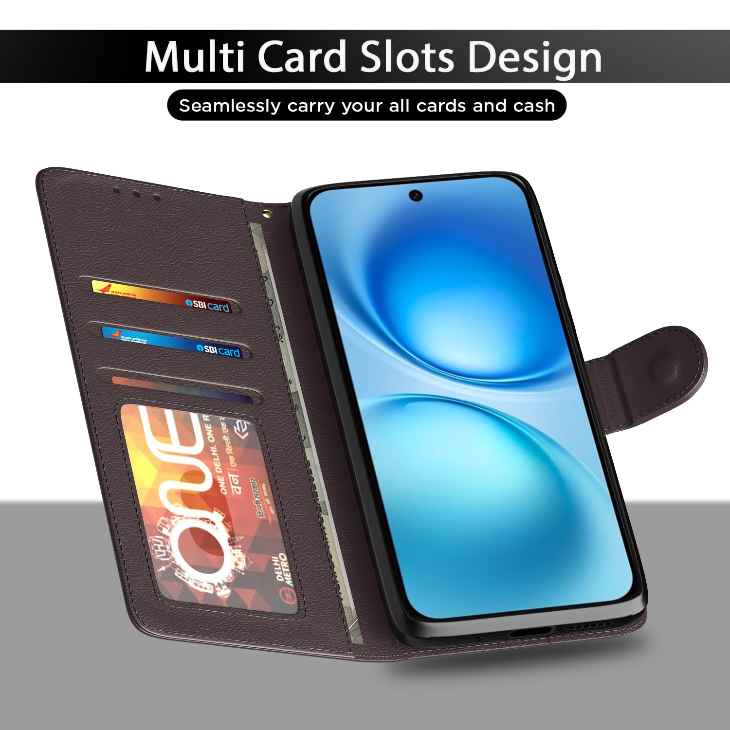 Coffee Wallet wallet flip cover for Vivo V60/T4 Pro 5G – Pikkme – photo 5
