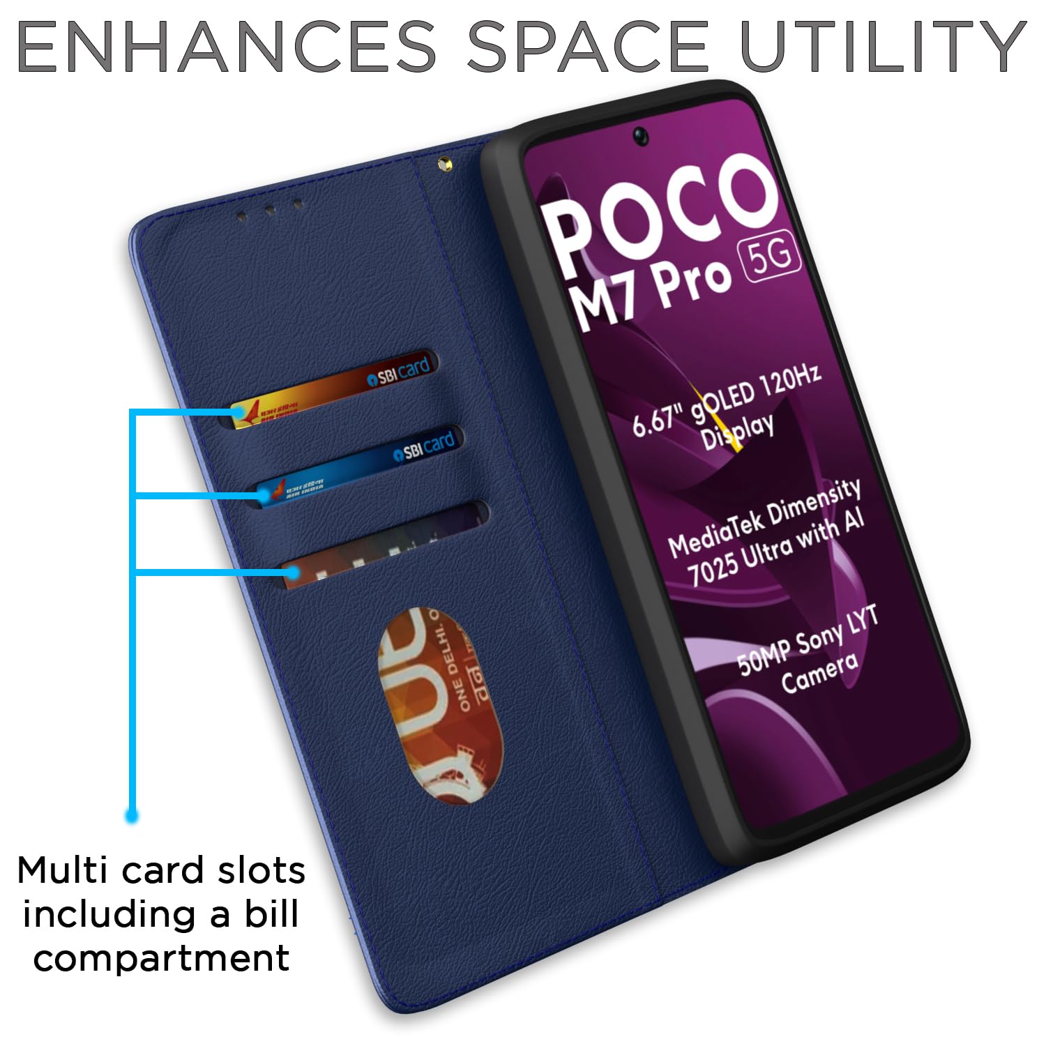 Blue flip case for POCO M7 Pro 5G – Pikkme – photo 3
