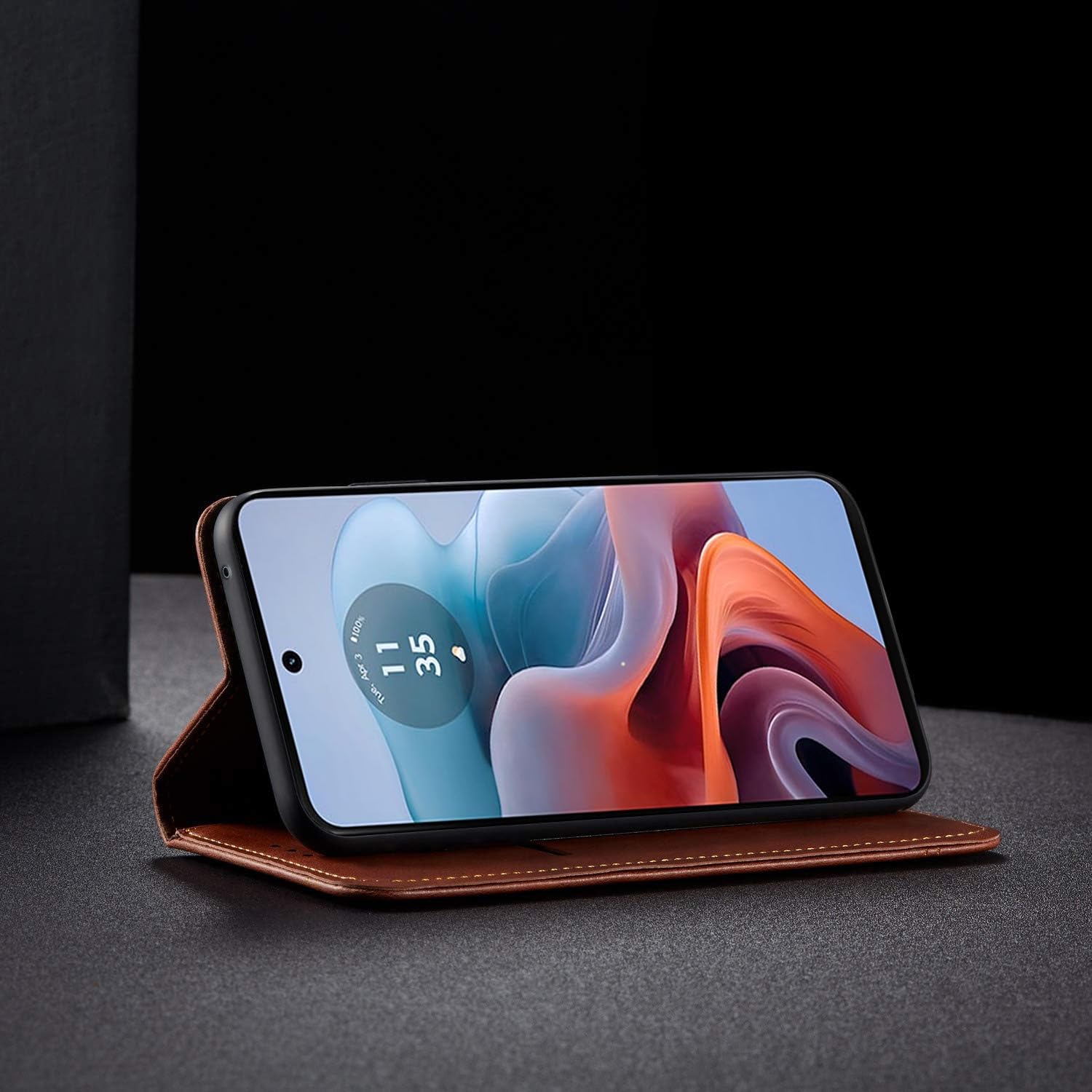 Pikkme Motorola Moto G24 Power Premium Leather Magnetic Flip Cover (Brown)