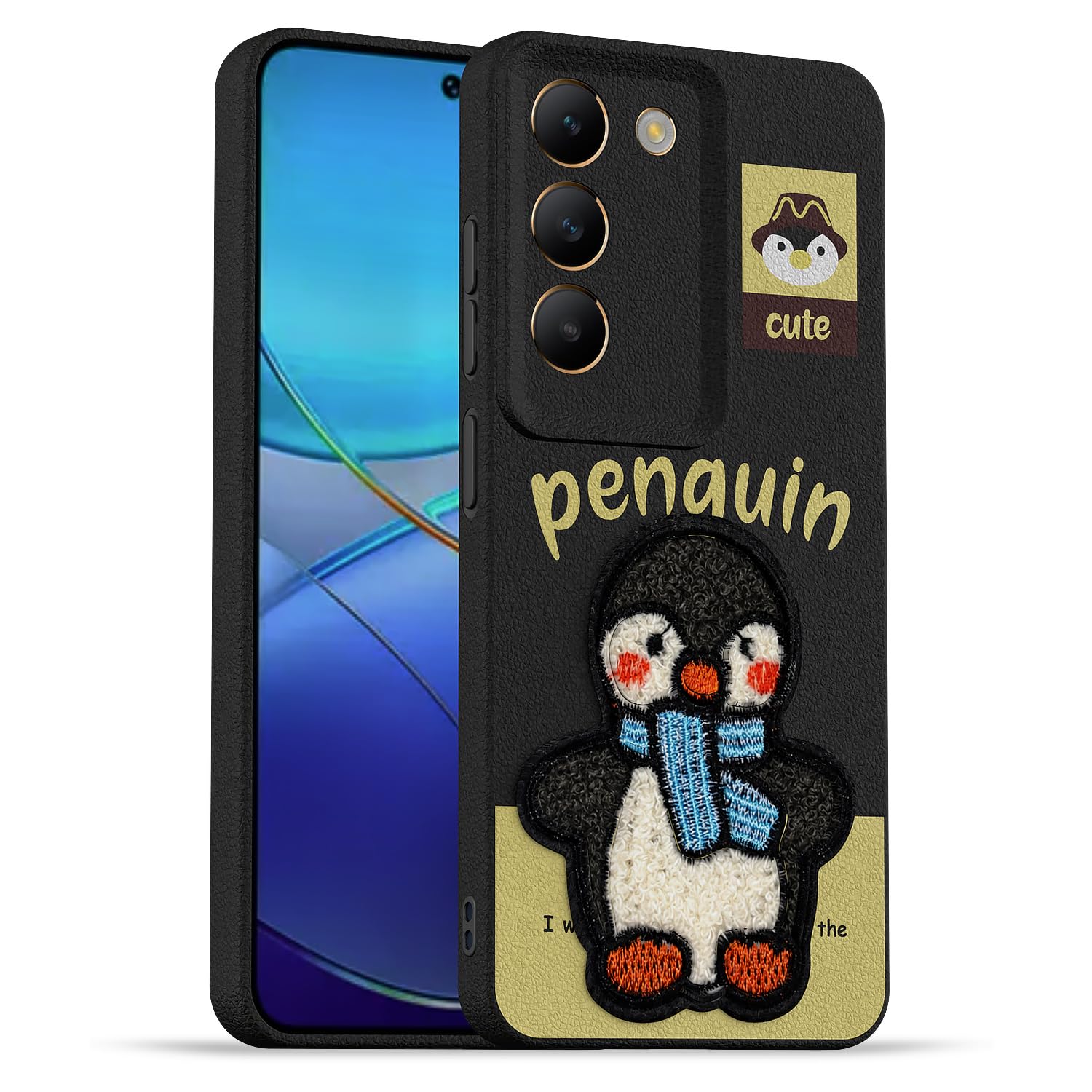 Black Plush Patch mobile back cover for Vivo Y100 5G – Pikkme