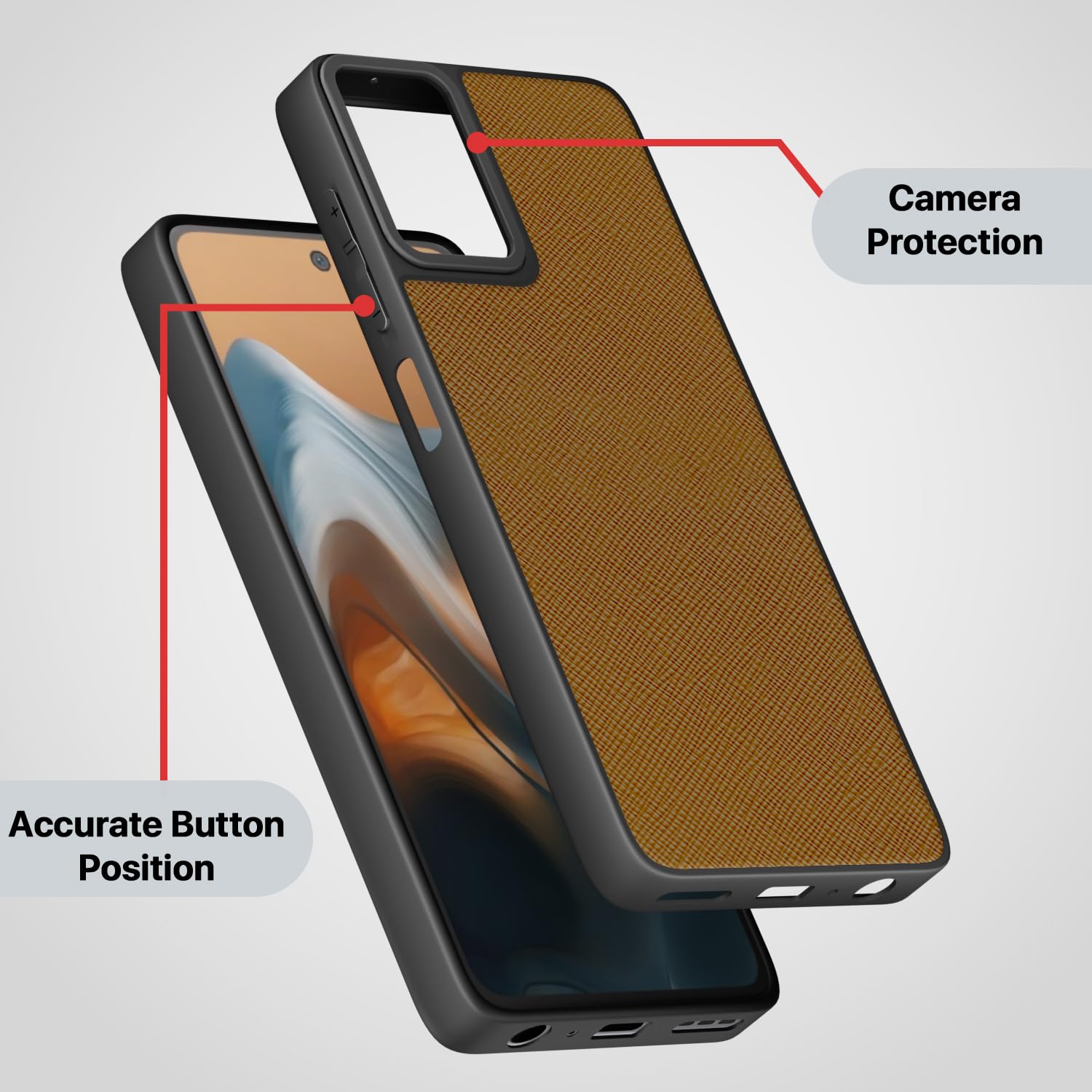 Pikkme tan Leatherback back cover for Moto G34/G45 5G – photo 3