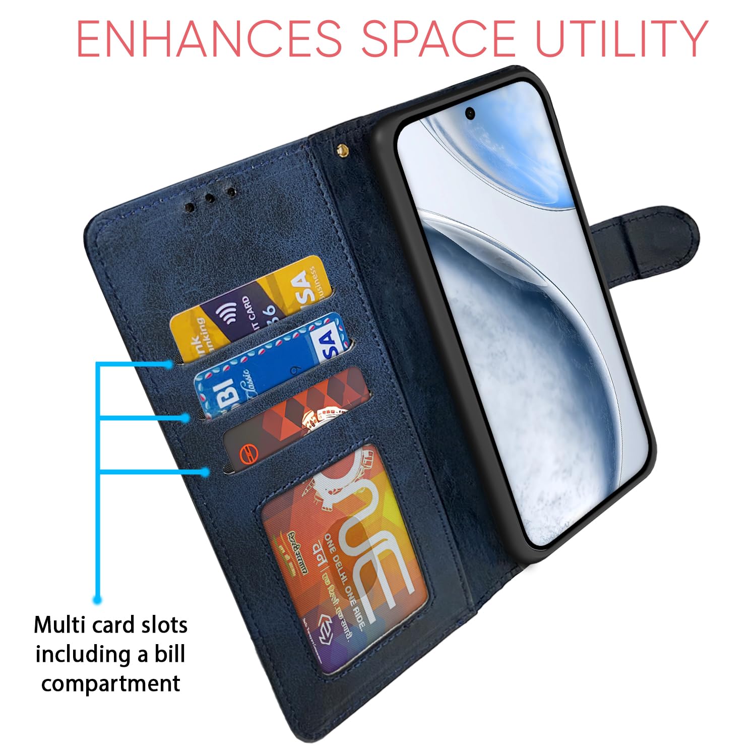 Pikkme navy & light blue mobile flip cover for Vivo X200 FE 5G – photo 5
