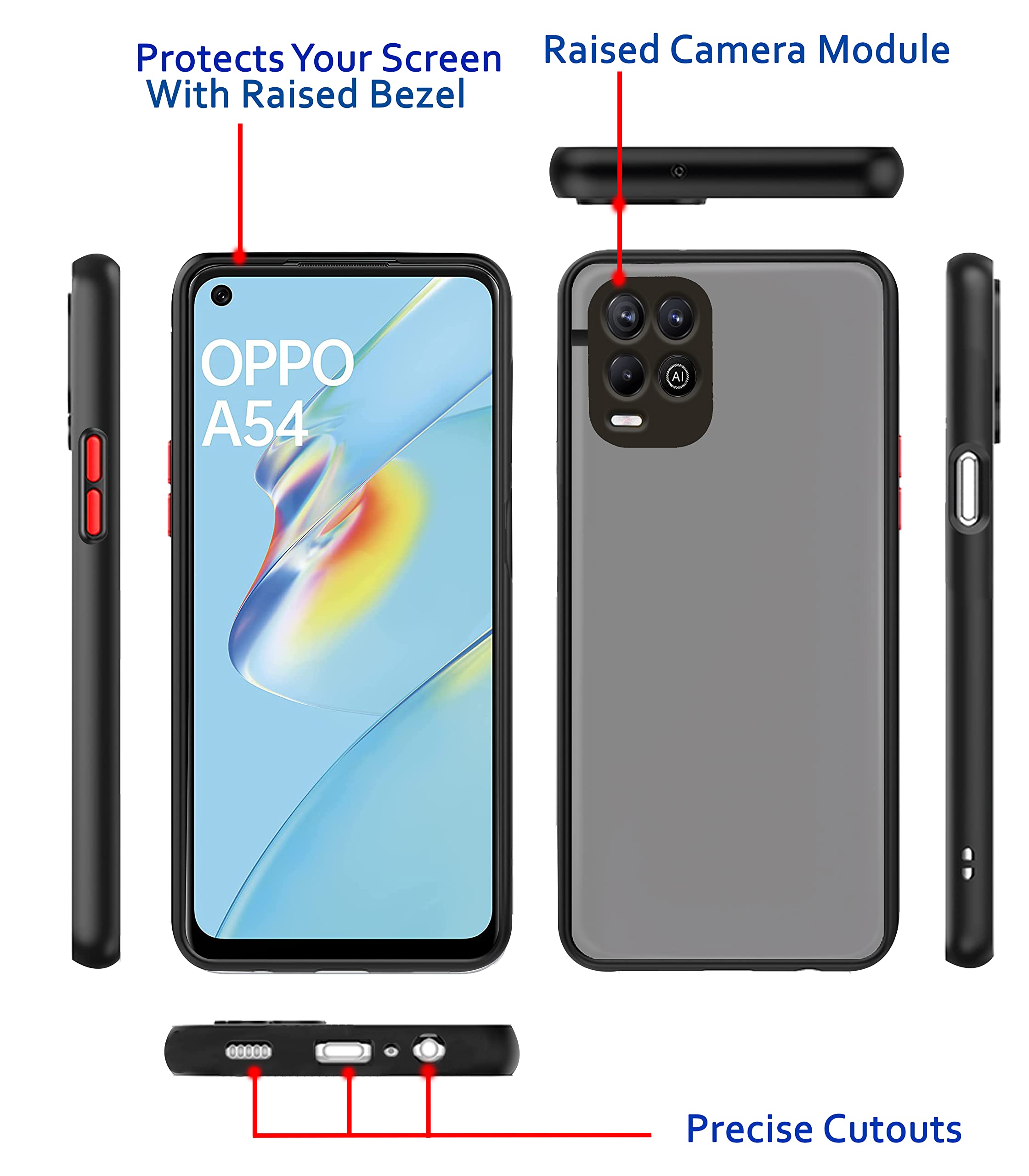 Black Hybrid back cover for Oppo A54 – Pikkme – photo 3