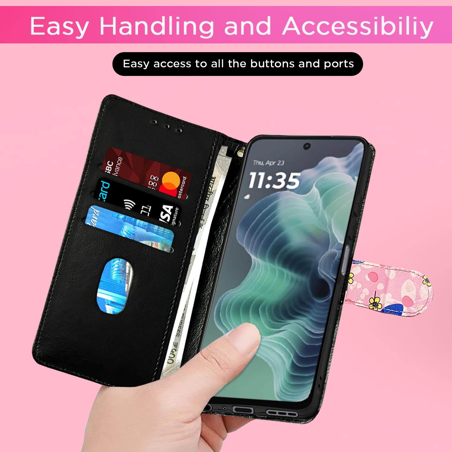 Pikkme pink flower mobile flip cover for Moto G35 5G – photo 7